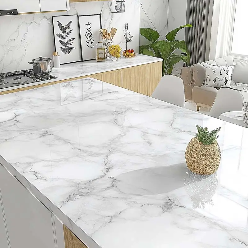Marble Pattern Kitchen Countertop Sticker, Waterproof & Oil-proof Self Adhesive Kitchen Countertop Decal, Decorative Sticker for Home Kitchen & Living Room, Ornaments