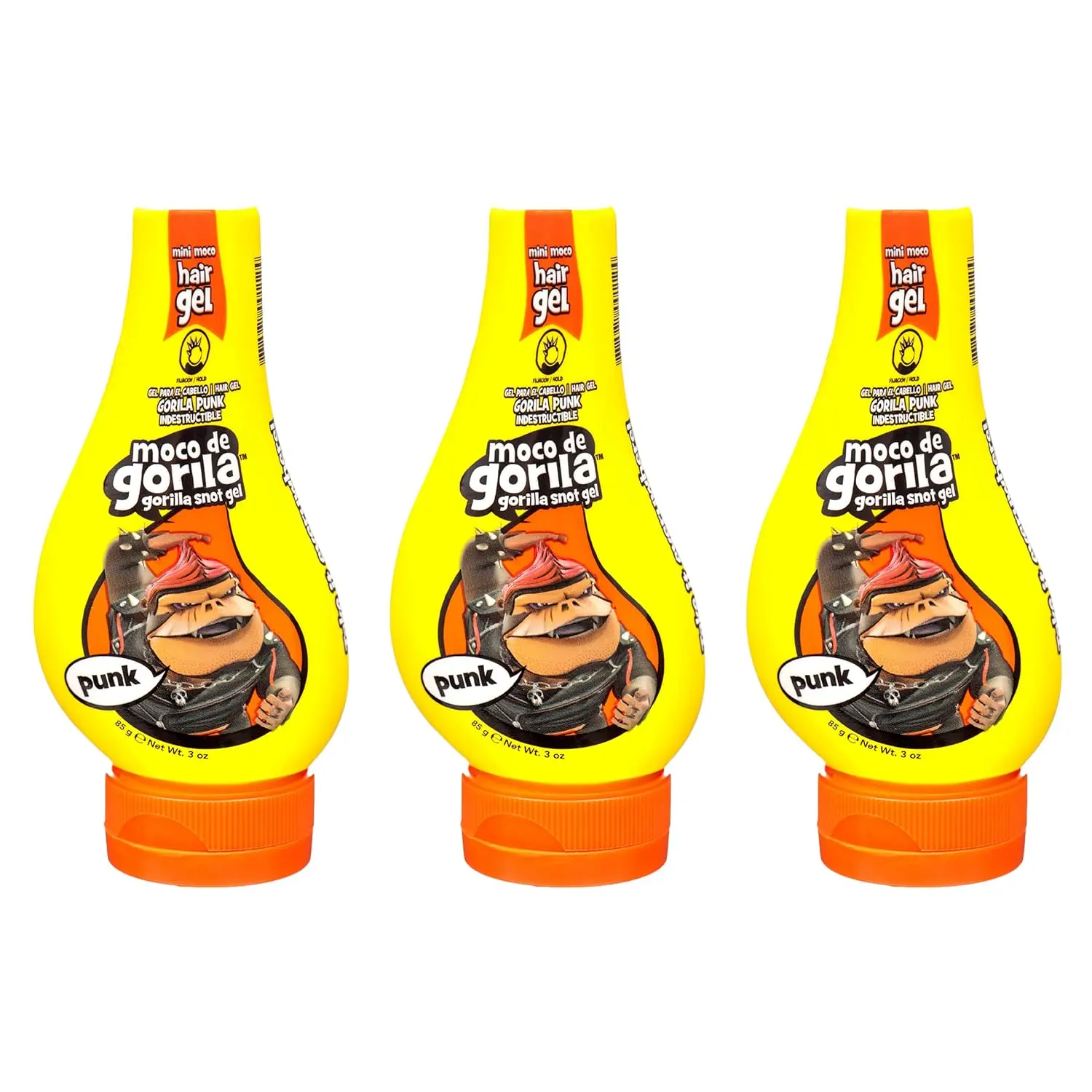Moco De Gorila Gorilla Snot Hair Styling Gel, Strong Hold Punk Style, Fragranced, Compact Travel Size 3-Pack, 3 oz / 85g Bottles, Multi-Pack, Hair Control Gel, Haircare Products
