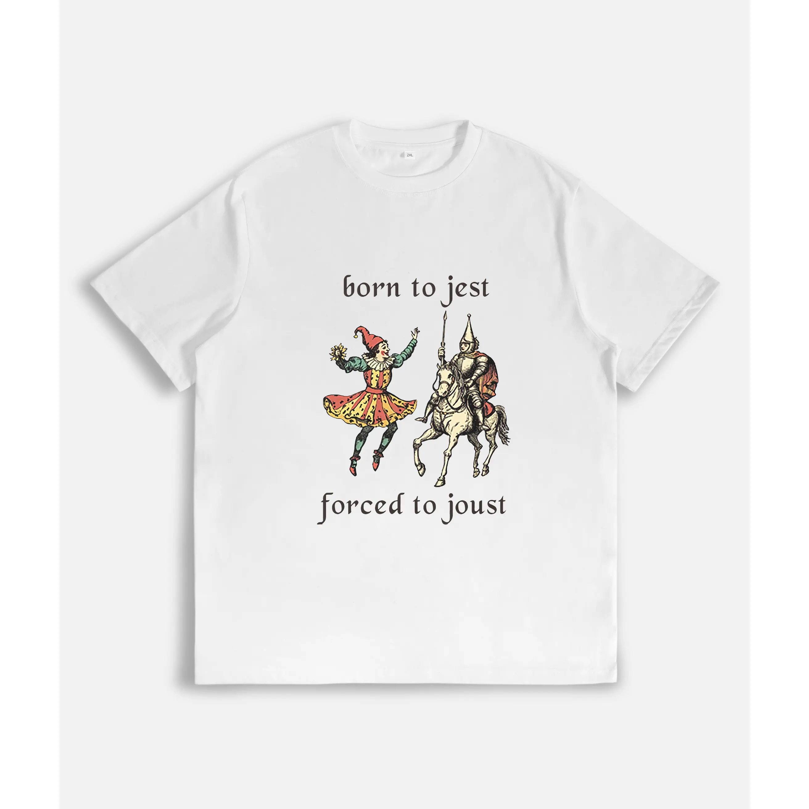 [100% Cotton] Born To Jest Forced To Joust Shirt. Funny Meme Tee. Medieval Middle Ages. T-Shirt Tshirt Tees T.  Gamer Gaming Fantasy Golf Gift T-Shirt For Men And Women