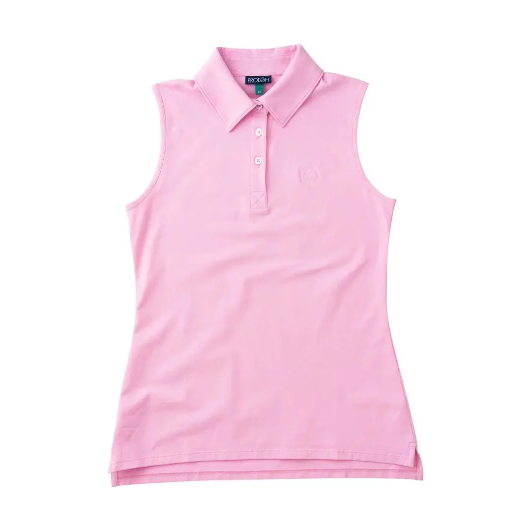 PRODOH Women's Sleeveless Polo, Pink Frosting