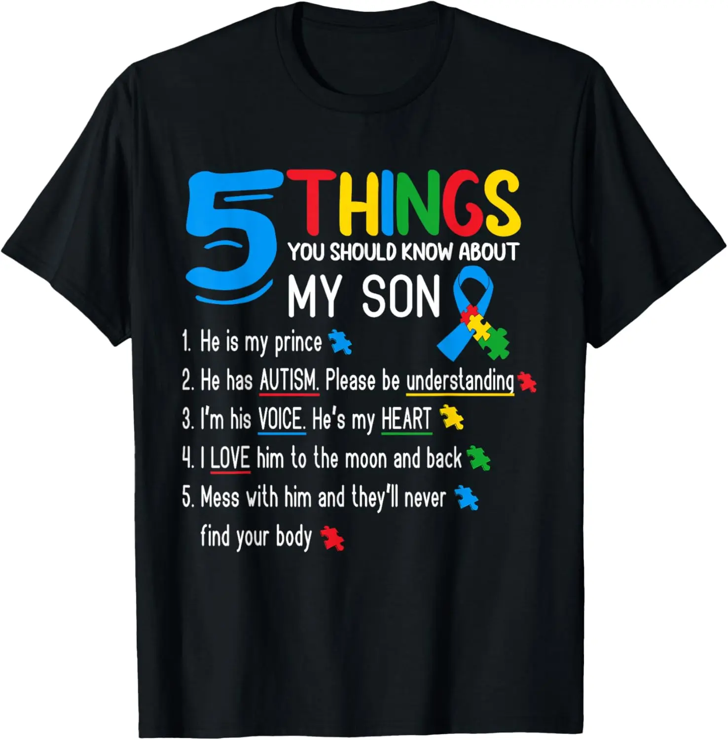 Cotton(pure) Autistic Son Autism Awareness Support For Mom Dad Parents T-Shirt