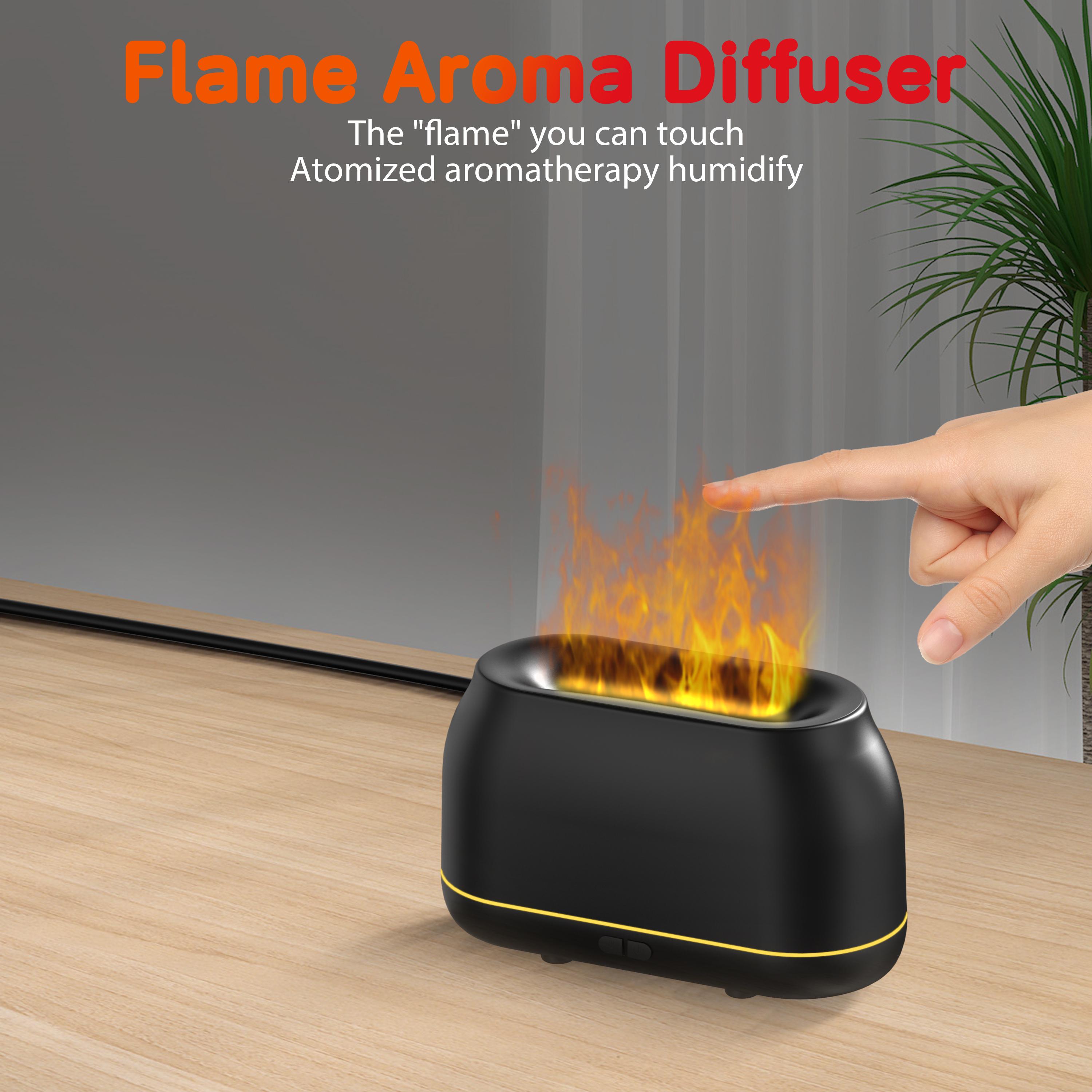 Essential Oil Diffuser Humidifier, 7-Color LED Flame Night Light, Auto Shut-Off, 160ml for Home Office Yoga Meditation