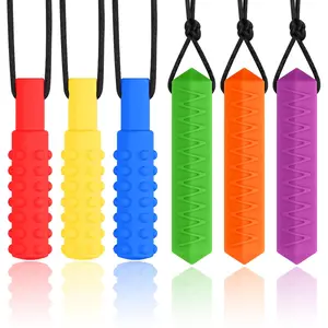 KF5-NKL03 Sensory Chew Necklaces, 6 Pack Chewable Silicone Toys for Chewers with Autism, ADHD, SPD, or Special Oral Motor Need