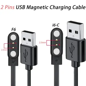 2pcs Magnetic USB Charging Cables for Smart Watches - 2.5mm Pin, Portable & Durable ABS Cord, Compatible with Fitness Trackers, Black (A+B Cables), Smart Watch Charger