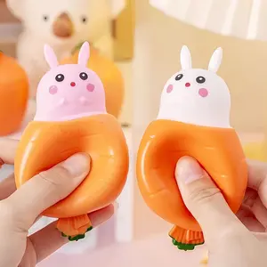 Funny Squeeze Rabbit Toy, Squishies, Cute Cartoon Creative Novelty Carrot Head Bunny Cup, Prank Funny Small Toy, Kids Intelligence Game, Party Gift