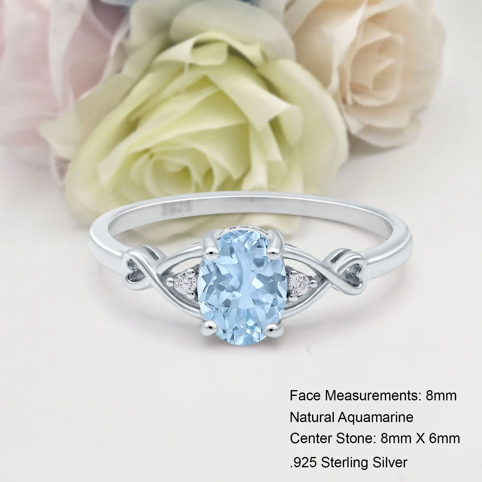 Art Deco Twisted Split Shank1.21 Carat Natural Aquamarine Bridal Band Women Wedding Engagement Oval Shape Ring 925 Sterling Silver 8mm