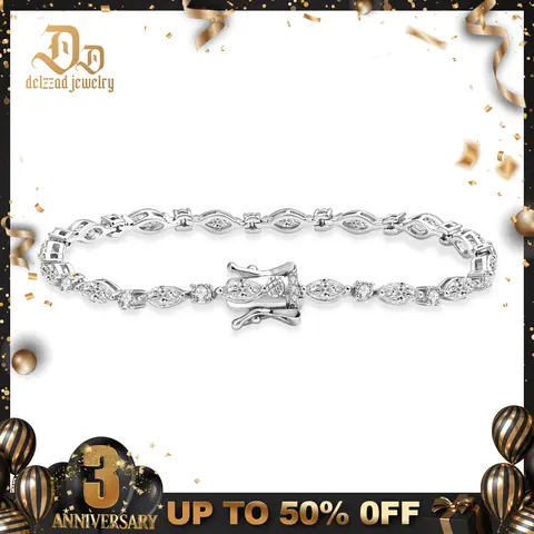 Delzzad 14K Gold-Plated Marquise Moonlight Bracelet Tennis Bracelet Synthetic Moissanite Bracelet Jewelry Perfect Birthday Engagement Wedding Anniversary Christmas Gifts