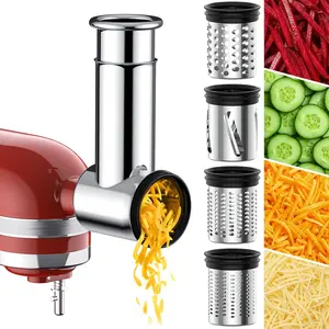 Stainless Steel Slicer Shredder Attachment for  Stand Mixer,kitchen aid cheese grater,Salad Maker,Dishwasher Safe with 4  by