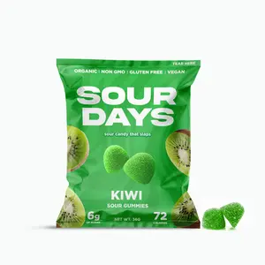 Sour Days Organic Sour Kiwi Gummies - Non-GMO, Gluten-Free, Vegan, Naturally Sweetened, No Artificial Colors or Preservatives, 72 Calories, 6g Sugar