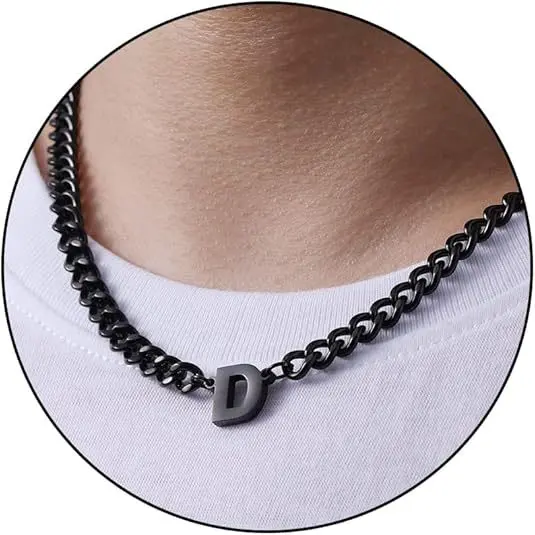 D letter necklace (black)