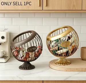 2026 New Viral Coffee Capsule Holder, Large Capacity Metal Wire Coffee Pod Storage Basket, 1 Count Countertop Coffee Organizer for Nespresso K Cup Dolce Gusto, Space Saving Easy Access Coffee Bar Kitchen Office Use