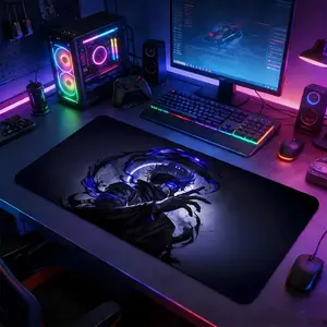 High-Contrast Dark Anime Character with Neon Energy Effect Large Mouse Pad, Anime Mousepad, Non-Slip Rubber Base with Stitched Border, Modern Dark Cyber Action Art Design, Durable Accessory for PC Gaming Setup, Gift for Action Anime Fans & Gamers