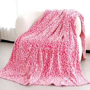 Pink Leopard Throw Blanket, Soft Warm Cute Fleece Plush Small Cheetah Blankets for Couch Bed Room Decor, Cozy Pink Birthday Gifts for Women Girls Kids 40''x50''