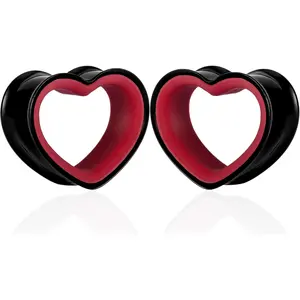 Heart Shape Ear Tunnels Plugs 316 Stainless Steel Hollow Double Flared Ear Gauges Stretcher Body Piercing Earring Jewelry for Women Men 8mm-19mm