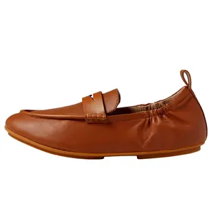 FitFlop Allegro Leather Penny Loafers Light Tan  EN1-592 Women's