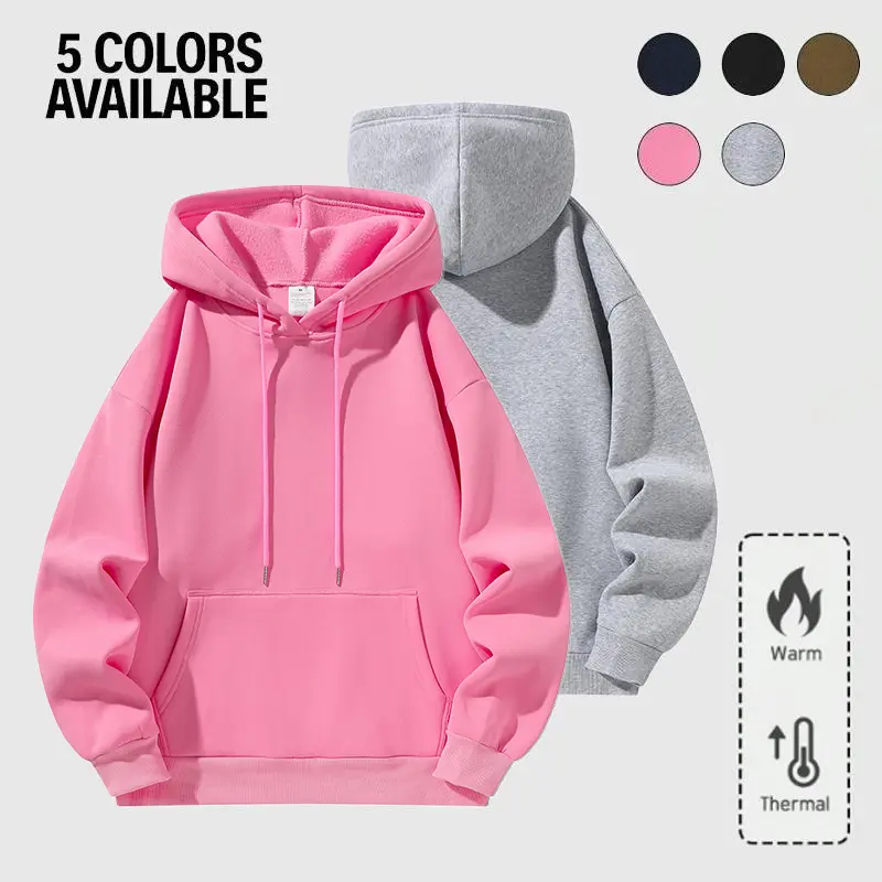 Women’s Solid-Color Plus-Size Fleece 3-Piece Set, Simple Drawstring Hoodie Top with Metal Drawstring, Kangaroo Pocket, Loose Classic Casual Fit for Autumn Streetwear, Everyday Wear