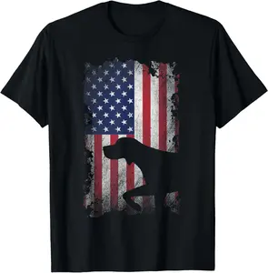 100% Cotton Patriotic German Shorthaired Pointer American Flag GSP Dog T-Shirt