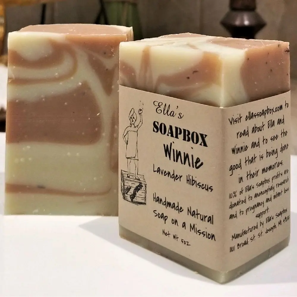 Winnie - Lavender Hibiscus 5oz Soap Bar Made with All Organic, Vegan, and Natural Ingredients Antibacterial Moisturizing Body Care Soothing skin
