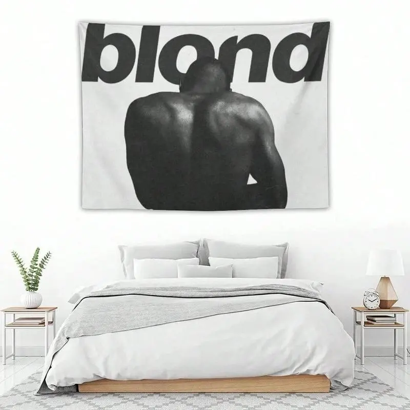 Frank Ocean "Blonde" Black & White Polyester Knit Tapestry Wall Mural - 3x5 FT R&B Fan Art, Minimalist Aesthetic Banner for Home Bedroom Indoors, Gallery Wall & Abstract Painting Tapestries Decor