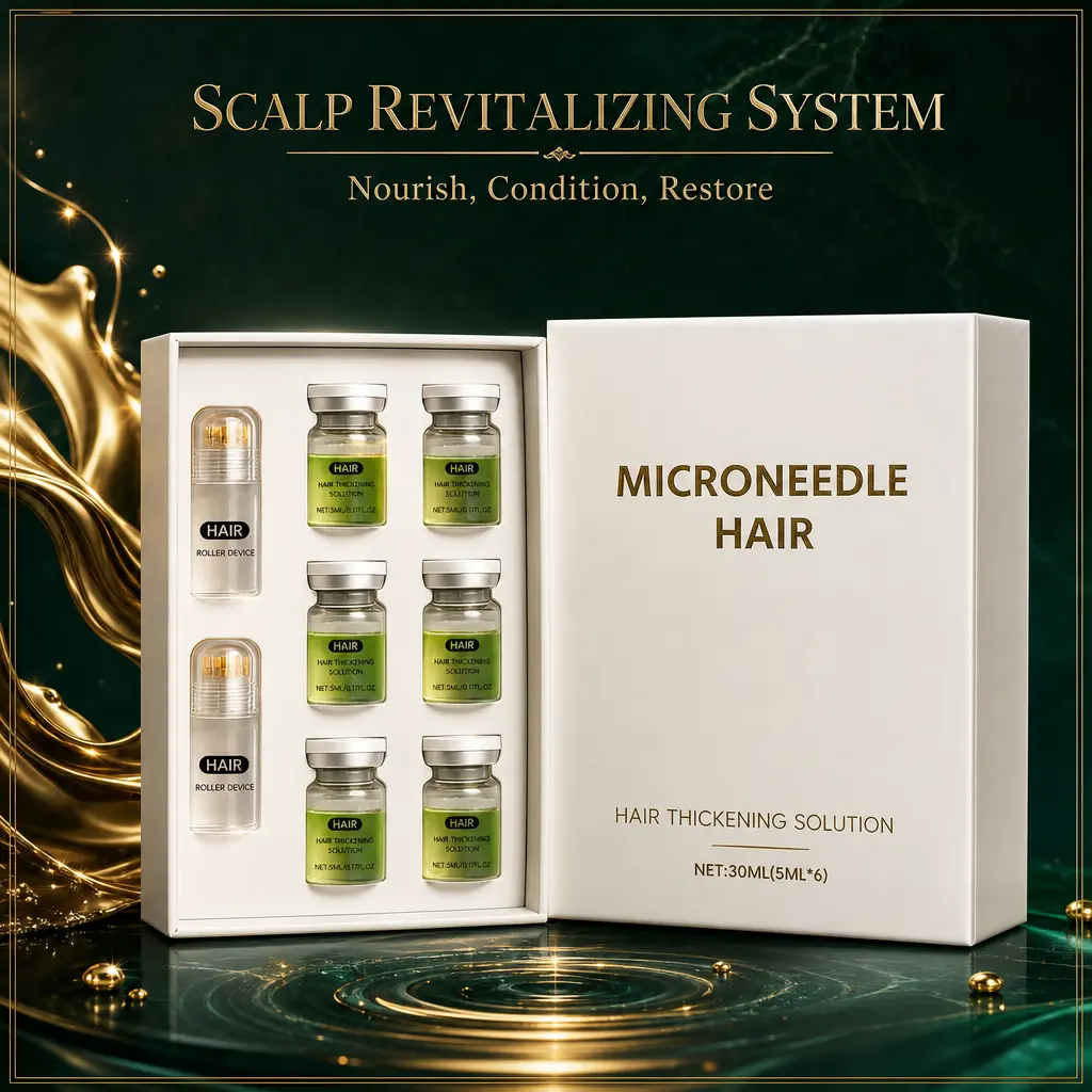 Hair Thickening Serum Roller Set for Thinning Hair, Scalp Care Essence with Peppermint Oil, Fuller Looking Hair, Root Nourish, Daily Hair Care