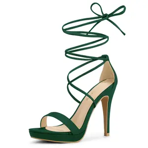 BLISSFUL STEP Platform Stiletto Heels Lace Up Sandals
