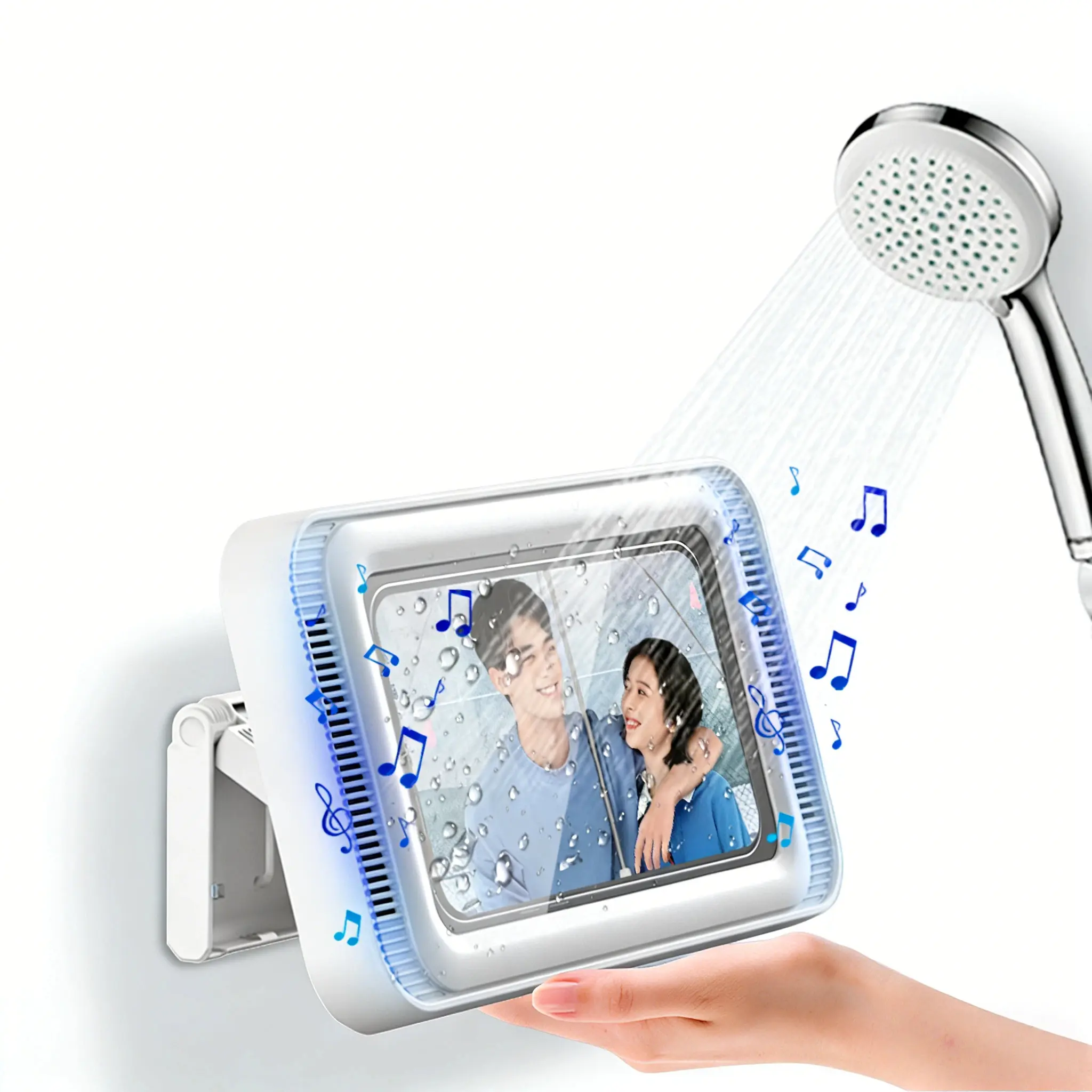 summerwins 360° Rotatable Adjustable Phone Stand - No-Drill Wall-Mounted Dual-Use Bathroom Accessory, Waterproof, Anti-Fog, Fits 4-7" Smartphones, Mobile & Electronic Accessories