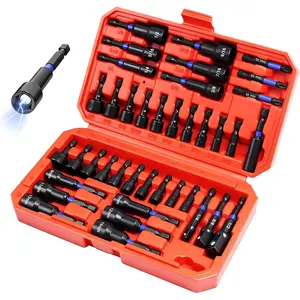39-Piece Magnetic Nut Driver Set, Includes Metric & SAE Impact Driver Bit Set, Bit Extension & Drill Bit Adapter| 1/4" Hex Shank| Cr-V Steel, Screwdriver Bits, Bit Holder, Slotting Tool Box