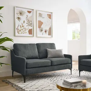 Modway Corland Upholstered Fabric Loveseat in Charcoal