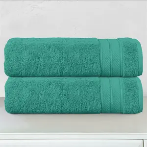 Mocassi 2-Piece Turkish Cotton Three-Line Popcorn Bath Towel Set, Hotel Premier Quality, 27in x 54in