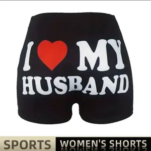 Women Shorts Sleep Bottoms Pajamas Boxers Black S M L Love Letter Printing Painted Design Casual Sports Fitness Sleep