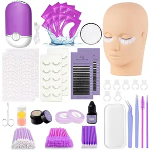 Lash Eyelash Extension Kit, Lash Kit  Eyelash Extension , with Mannequin Head, Individual Lash Glue, Eyelash Remover, Fan, Lash Extension Supplies Tools  Practice Training