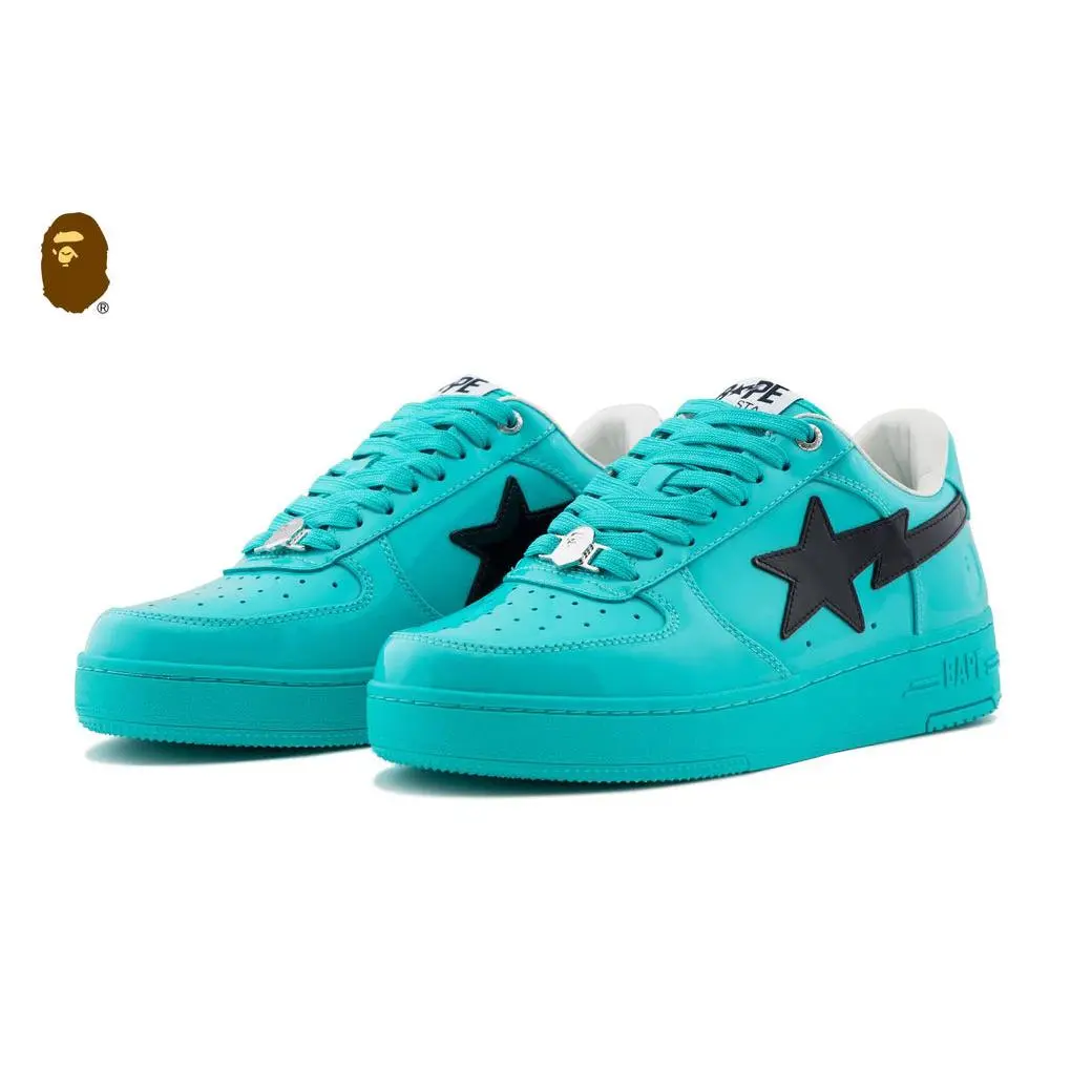 A Bathing Ape Bape Sta #1 Turquoise Blue Black Patent Leather