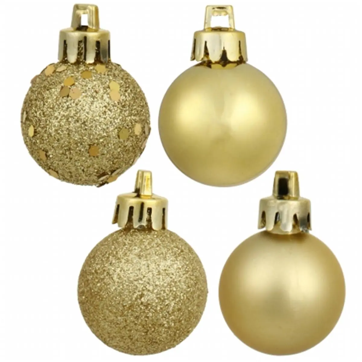 212 MAIN 4-in Gold Glitter Sequin Christmas Ornament Balls - Shatterproof Holiday Decoration, Assorted Shiny Finishes, 12-Box Gifting Set for All Ages, 4 Inches