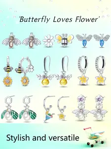 Butterfly Flower Ear Studs Set, Bee & Flower Earrings, Insect Ear Piercings, Elegant Daily Wear Jewelry Accessories