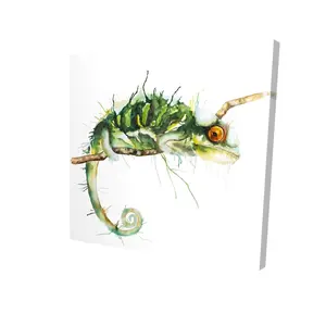 Begin Home Decor 2080-2424-AN205 24 x 24 in. Chameleon on the Lookout Canvas - Reptile Home Decor Art