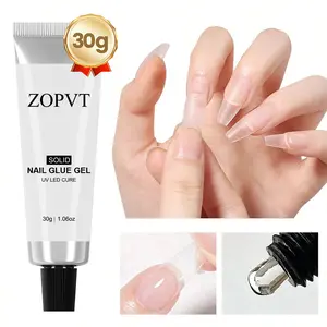 Zopvt Solid Nail Glue, Nail Adhesive for Nail Tips, 30g Strong UV Curing Gel for Press-On Nails, Nail Extension, Easy Application, Long-Lasting Hold
