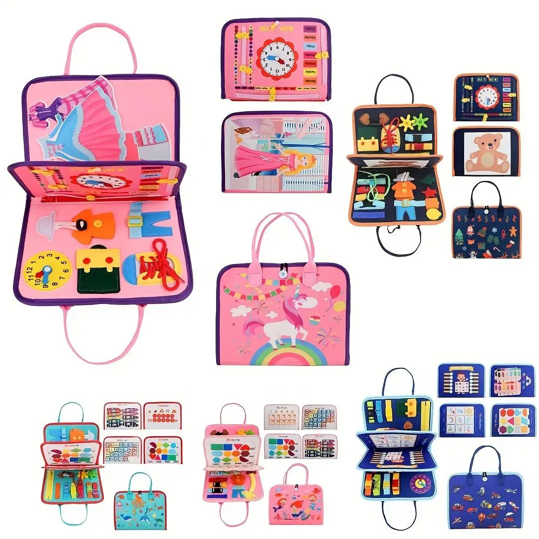 Baby Busy Board Toy, 1 Count Kids Preschool Sensory Book for Learning Fine Motor Skills, Travel Toys for Infant Boys & Girls