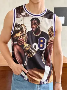 Vintage Kobe Bryant 8 Champion Logo Basketball Jersey, Unisex Y2K Street Style Sleeveless Vest, Lakers Fan Gear, Hip-Hop Fashion