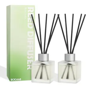 Reed Diffuser, Gardenia Scented Oils, Air Freshener Essential Oil Set with Diffuser Sticks, 3.4 oz Long Lasting Home Fragrance for Bedroom Office Shelf Bathroom Decor (2-Pack)