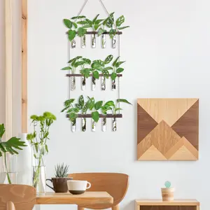 XXXFLOWER Large 3-Tier Hanging Plant Propagation Station Boho Wall Decor with 15 Glass Test Tubes for Plant Enthusiasts