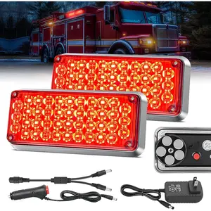 Nilight 2PCS 42LED Red Wireless Magnetic Strobe Lights Portable Strobe Lights Surface Mount Waterproof 5 Patterns for 12V 24V Cars Trucks Van Off Road Vehicles ATV