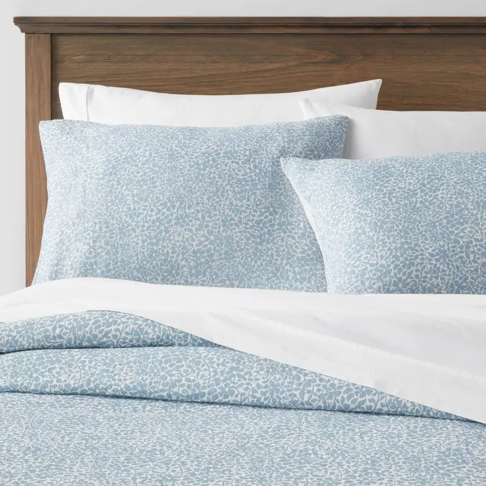 Traditional Floral Printed Cotton Duvet Cover & Sham Set