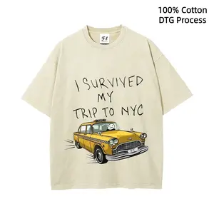 Tom Holland Same Style Tees I Survived My Trip To NYC   DTG Process Unisex Loose-Fitting T-shirt, Washed Casual Top (100% Cotton, 280g), Smooth Fabric, Minimalist Style, Street Style, Classic T-shirt, Makes a Great Gift.
