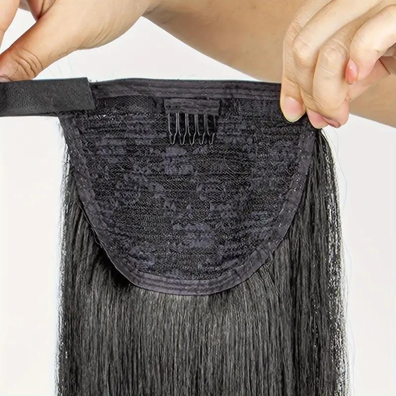 RIVERWOOD Wrap Around Ponytail Extension Human Hair 70% And 30% Heat-Resistant Synthetic Fiber 120g High Elasticity Kimky Curly Water Wave Bubber Band Secure Styling