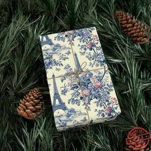Chinoiserie Wrapping Paper, Toile Christmas Wrapping Paper, Coquette Wrapping Paper, Eiffel Tower Wrapping Paper