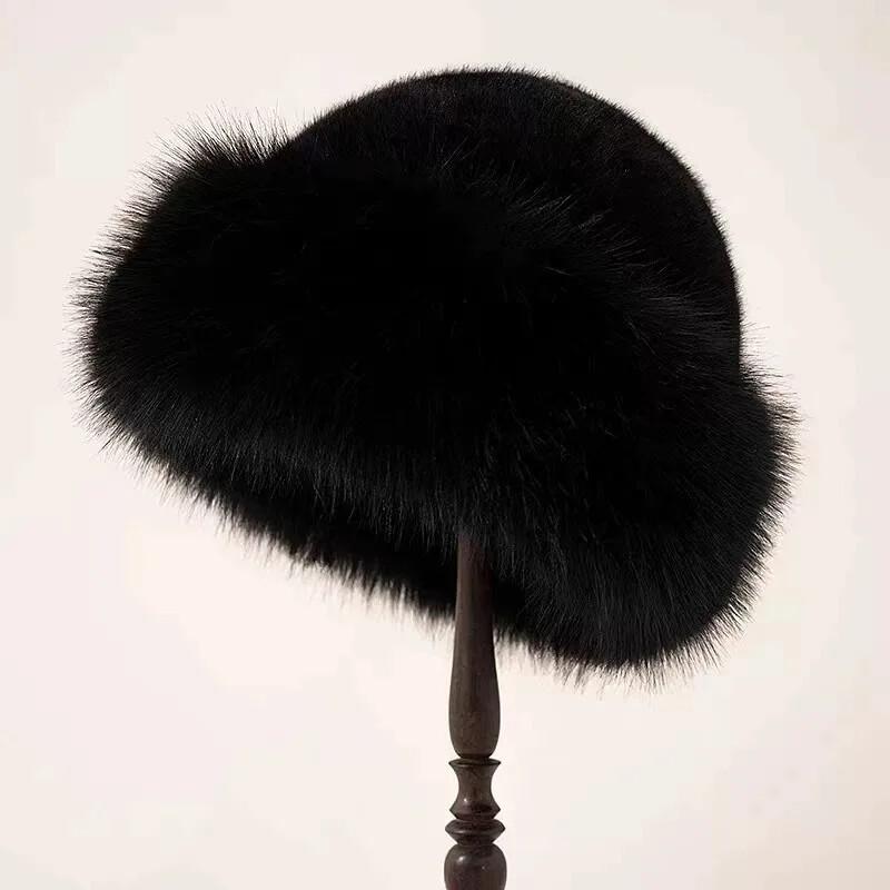 omens Winter Faux Fur Bucket Hat, 2025 New Warm Plush Fluffy Furry Mink Hats Thick Fisherman Cap for Girls Women
