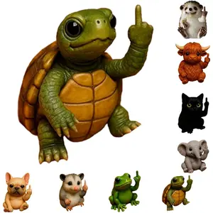 Fun Mini Middle Finger Animal Statue,Resin Middle Finger Animals Decor Statue for Desktop,Office and Car, Funny and Cute Middle Finger Humor Gag Gifts