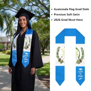 Guatemala Flag Class of 2026 Graduation Stole | Guatemalan Heritage Grad Sash，Graduation Stole Class of 2026, 72 Inch Flag Graduation Sash for College，cords for graduation