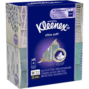 Kleenex Facial Tissue, Ultra Soft 75 Count (Pack of 4)