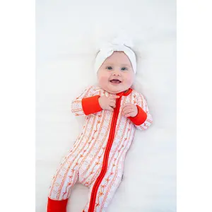 Valentine's Stripe | Convertible Pajama Bamboo Onesie | Bamboo Romper | One-piece girls Boosh Baby bamboo pj set | Breathable, moisture-wicking, odor-resistant